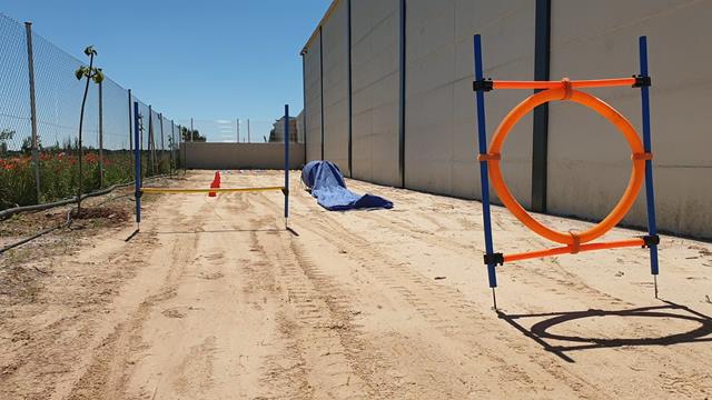 Zona de juego y estimulación con aro y túnel ciego en la residencia canina Jescan {{brizy_dc_image_alt imageSrc=